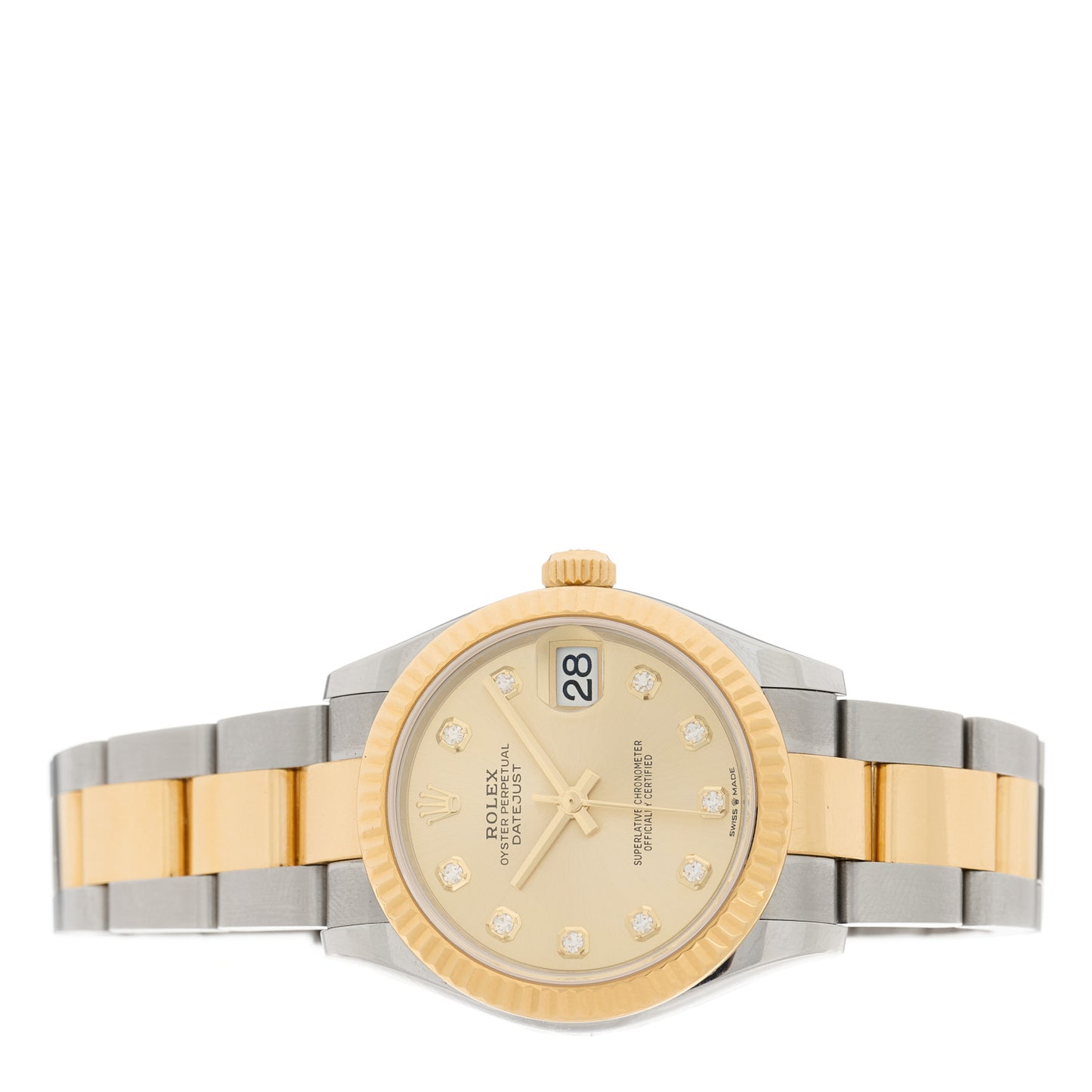 Stainless Steel 18K Yellow Gold Diamond 31mm Oyster Perpetual Datejust Watch Champagne 278273