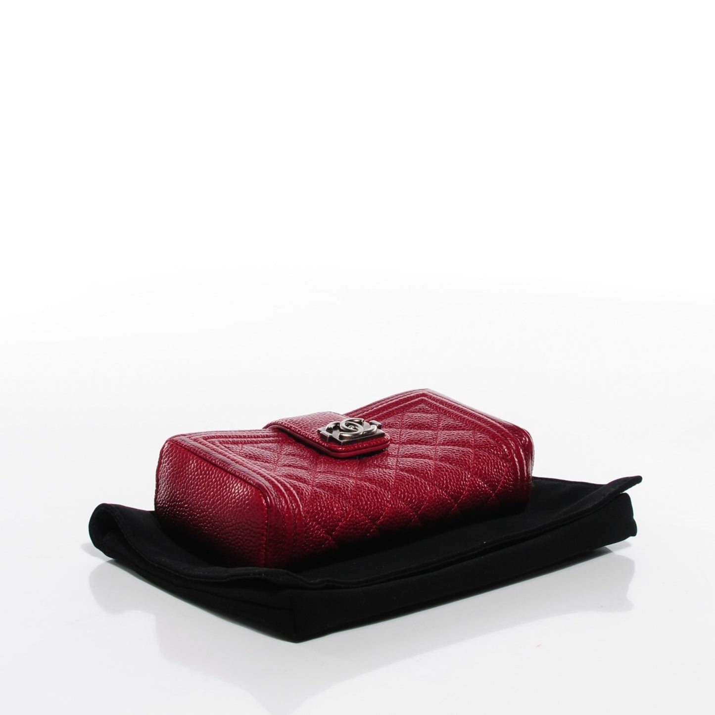 Caviar Quilted Mini Boy Phone Holder Clutch Dark Red