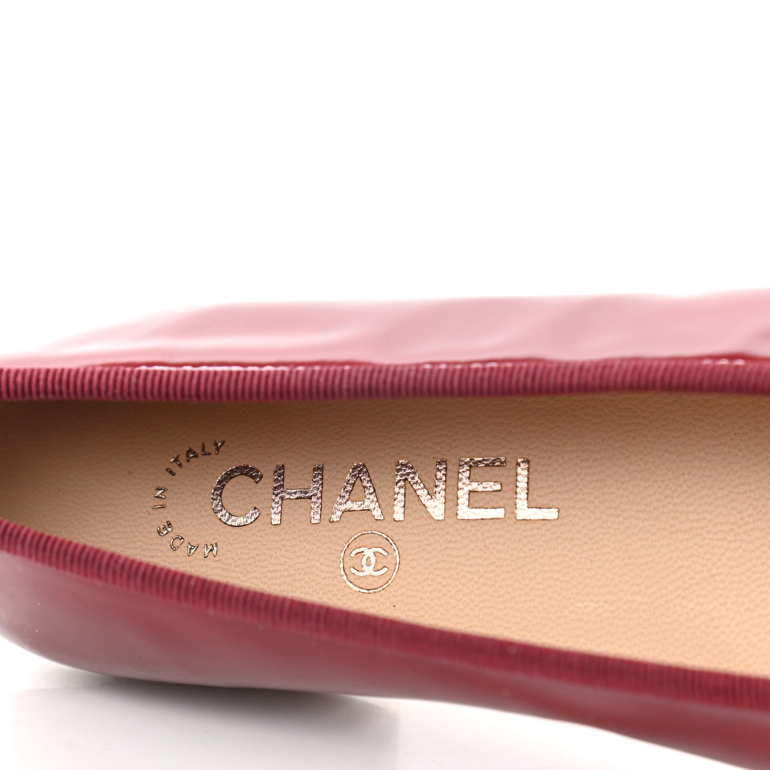 Chanel Patent CC Cap Toe Ballerina Flats 37.5 Red 7 of 7