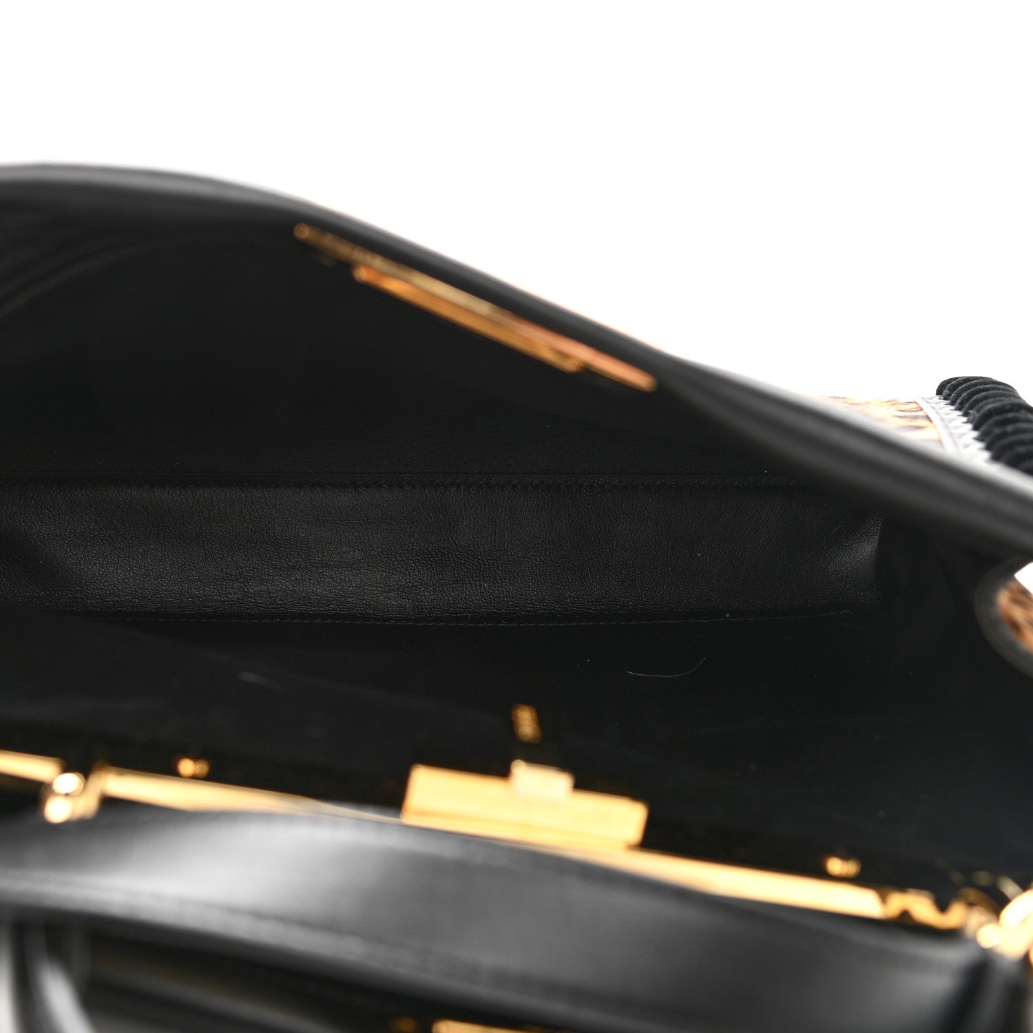 Fendi Calf Hair Leopard Print Lace Up Medium Peekaboo Iconic Satchel Tobacco 5 of 11