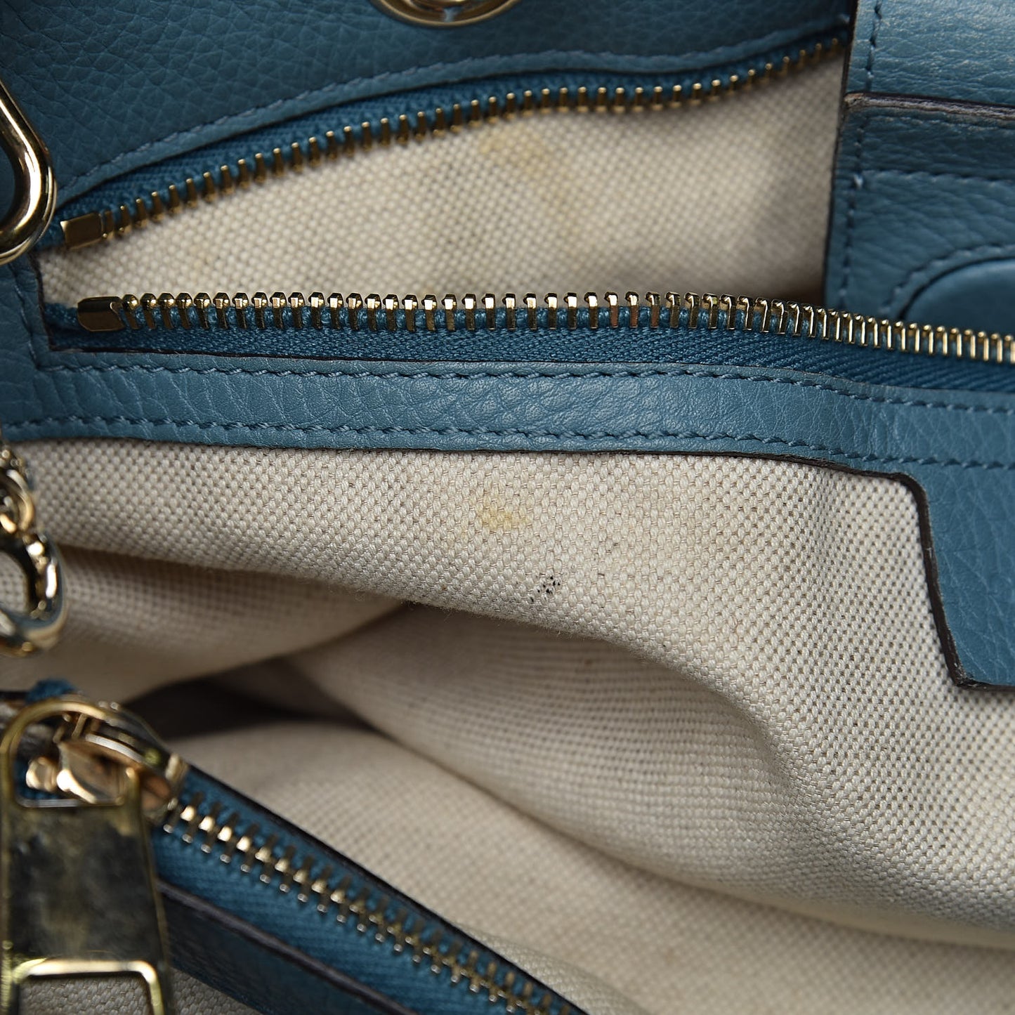 Pebbled Calfskin Medium Bamboo Shopper Tote Light Blue