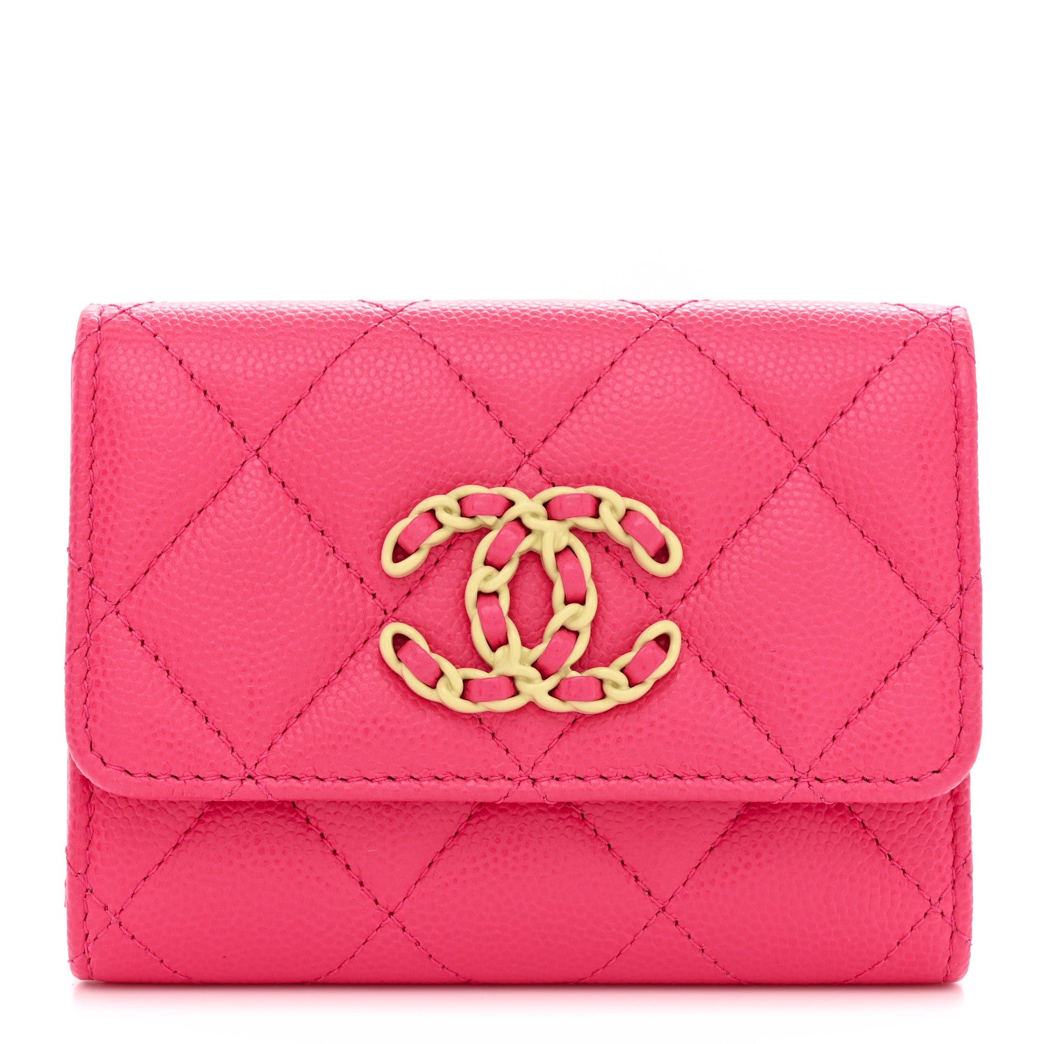 Chanel Caviar Quilted Chanel 19 Flap Card Holder Wallet Dark Pink 1 of 8
