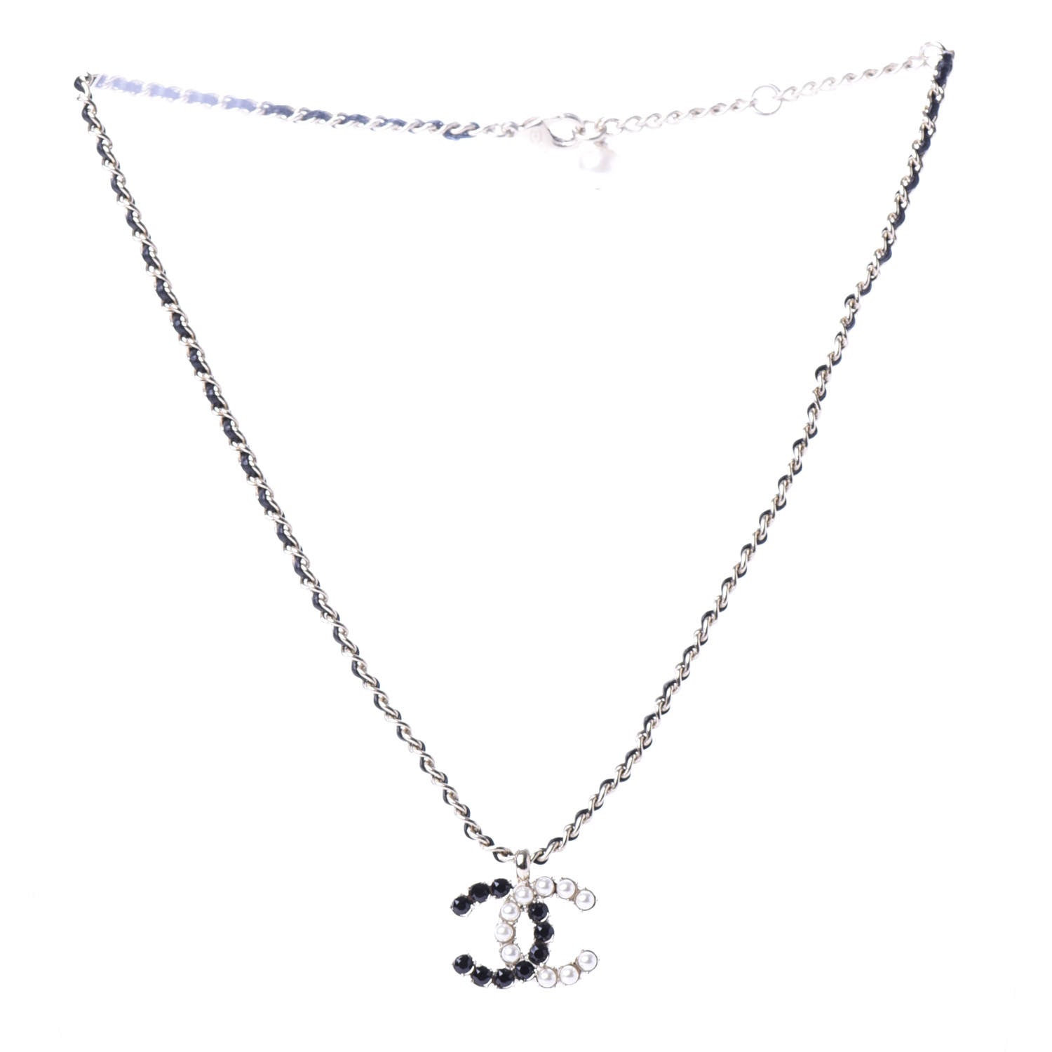 Chanel Lambskin Resin Pearl Dazzling Domino Short Necklace Gold Black 3 of 7