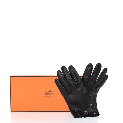 Hermes Lambskin Icone Gloves 8 Black 6 of 6