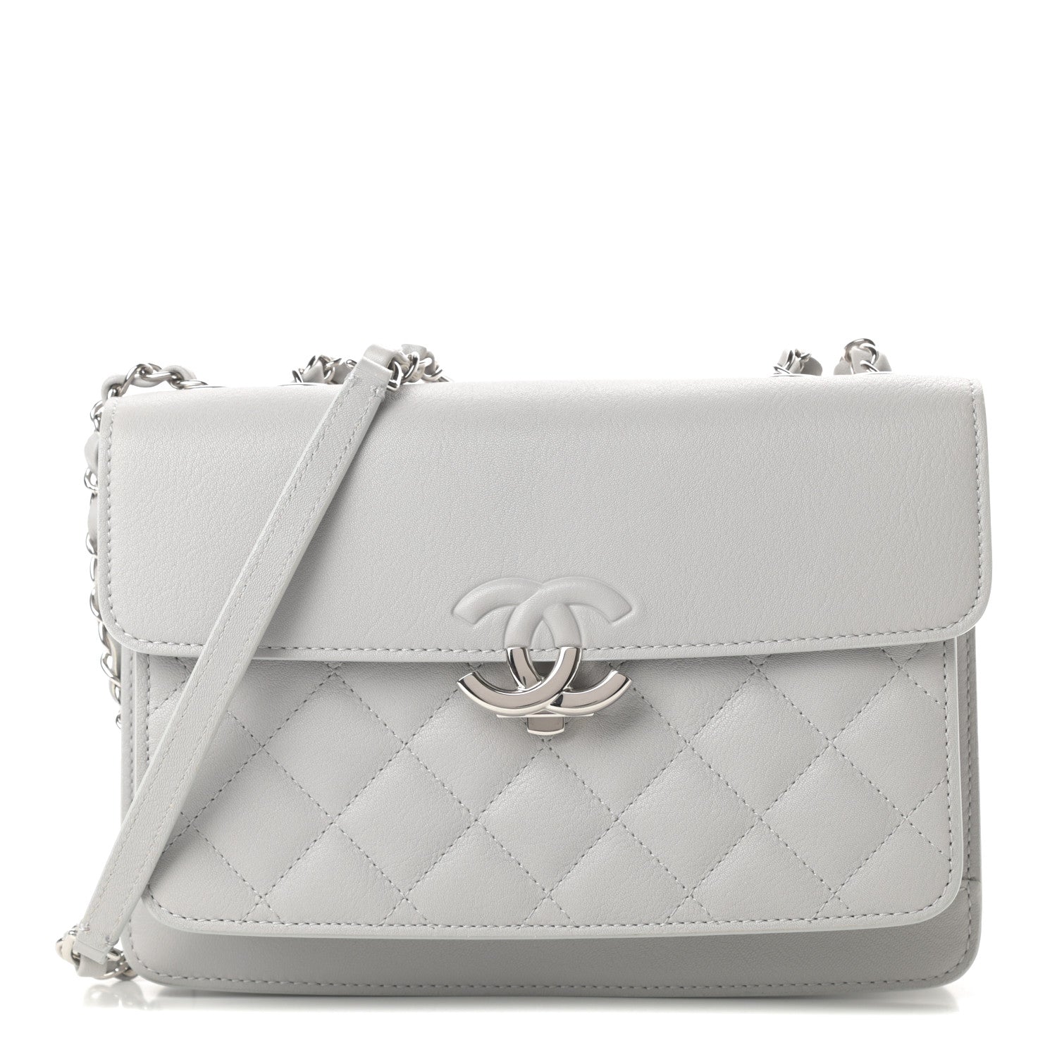 Chanel Lambskin Quilted Small CC Box Flap Grey 1 of 11