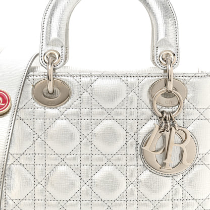 Christian Dior Metallic Grained Calfskin Cannage Small Lucky Badges My Lady Dior Silver 8 of 14