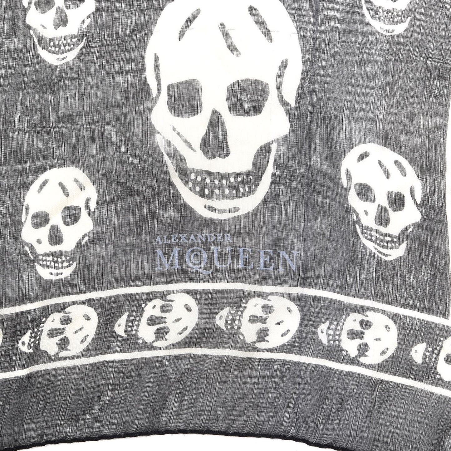 Silk Chiffon Skull Scarf Black Ivory