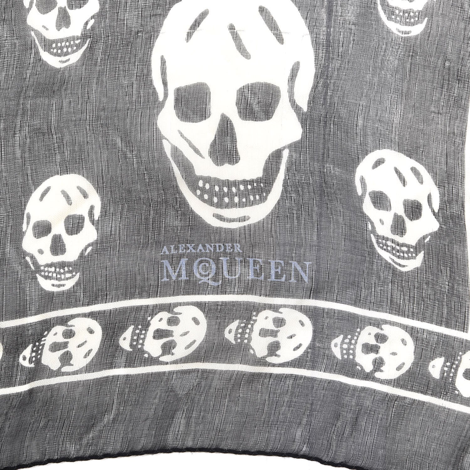Alexander McQueen Silk Chiffon Skull Scarf Black Ivory 2 of 3