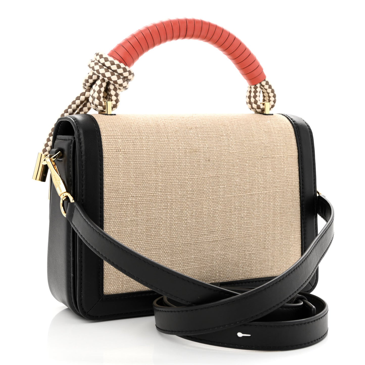 Canvas Calfskin The J Link Twist Shoulder Bag Brown Rice