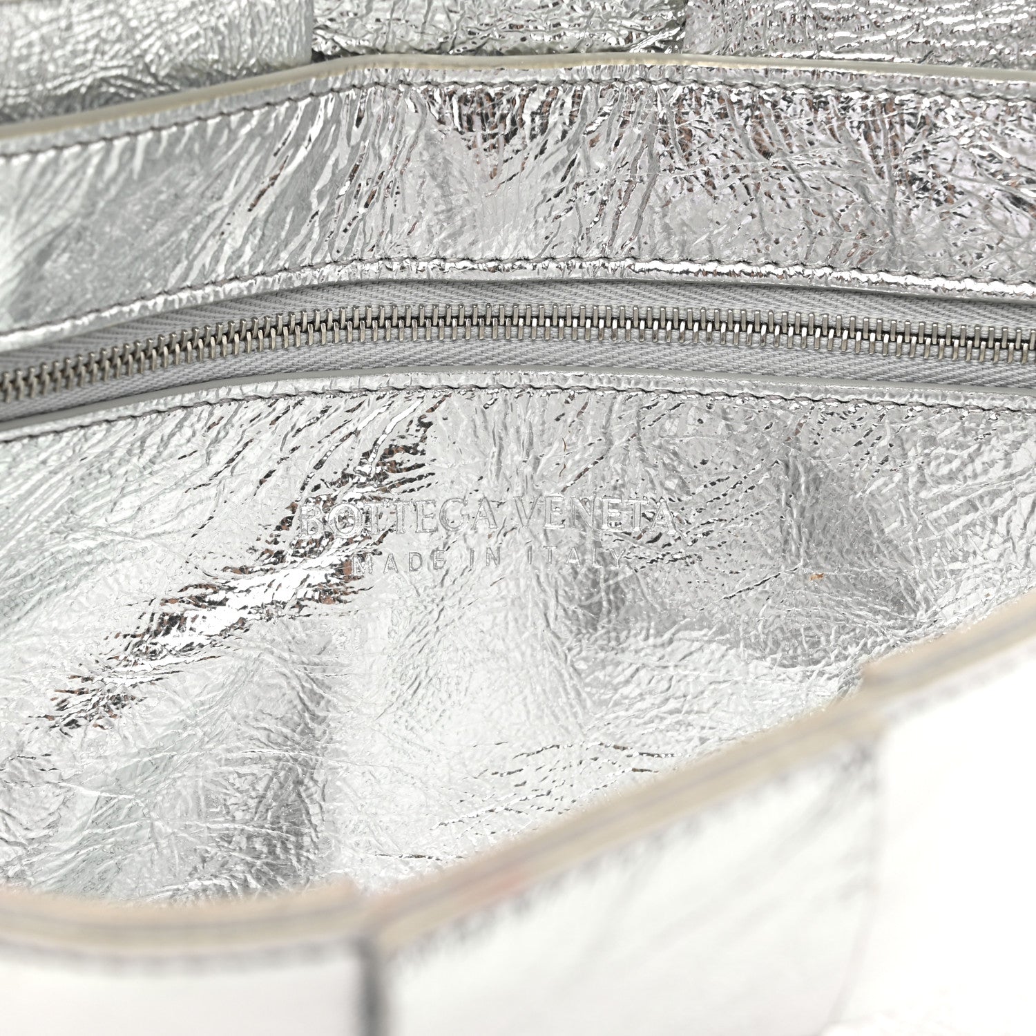 Bottega Veneta Metallic Lambskin Maxi Intrecciato Cassette Crossbody Bag Silver 14 of 31