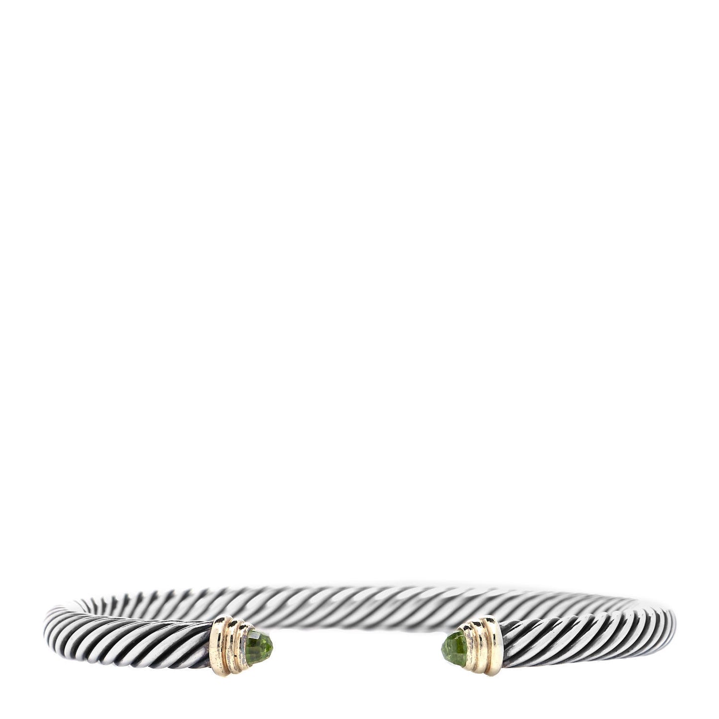 Sterling Silver 14K Yellow Gold Peridot 5mm Cable Classics Petite Color Bracelet