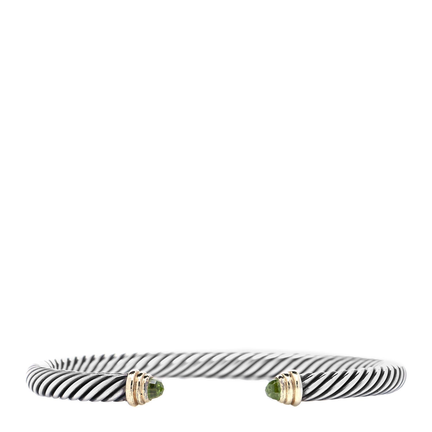 David Yurman Sterling Silver 14K Yellow Gold Peridot 5mm Cable Classics Petite Color Bracelet 1 of 4