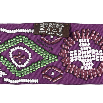 Hermes Silk Kelly En Perles Twilly Violet Vert Lie De Vin 3 of 3
