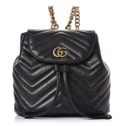 Gucci Calfskin Matelasse GG Marmont Flap Backpack Black 1 of 7