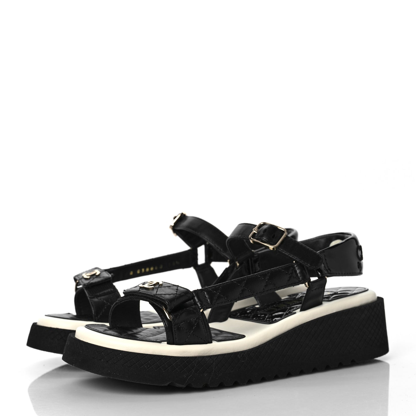 Lambskin Patent Logo Platform Sandals 38.5 Black