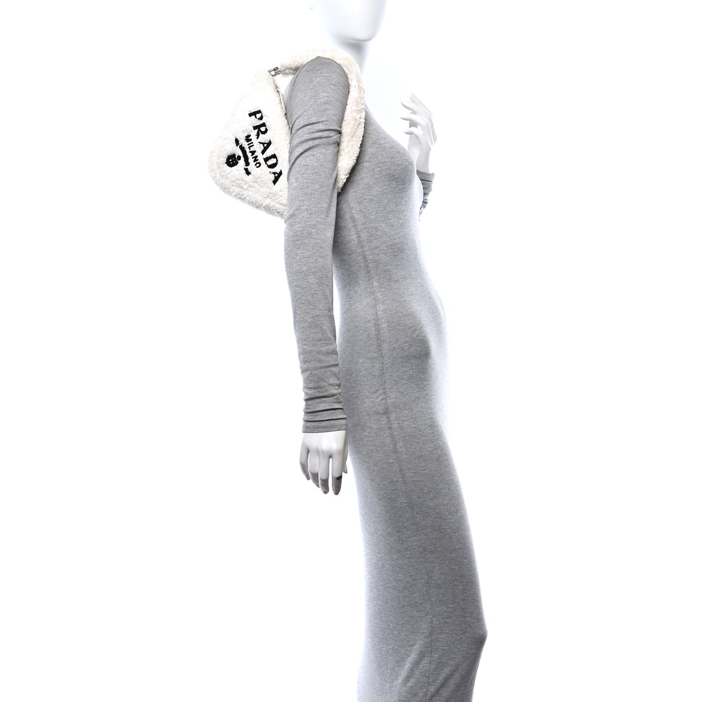 Terry Cloth Triangle Pouch White Black