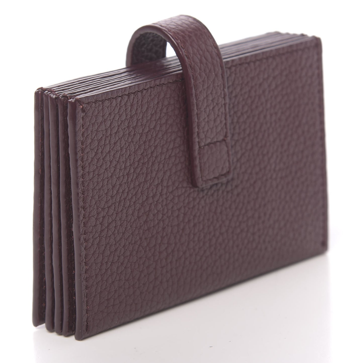 Grained Calfskin Accordion Wallet Bordeaux