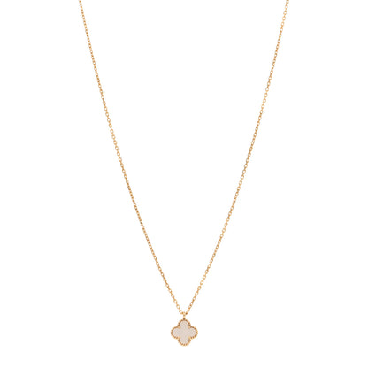 Van Cleef & Arpels 18K Yellow Gold Mother of Pearl Sweet Alhambra Pendant Necklace 1 of 6