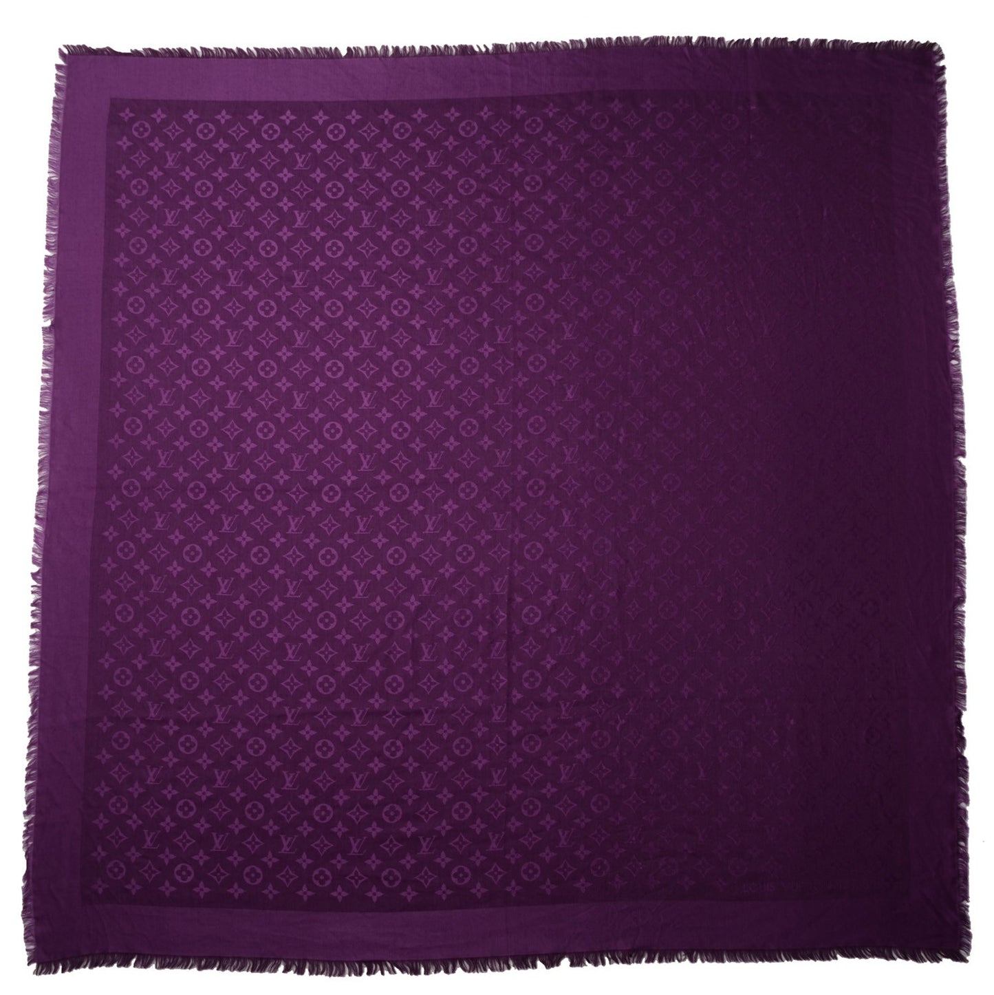 Wool Silk Monogram Shawl Cassis