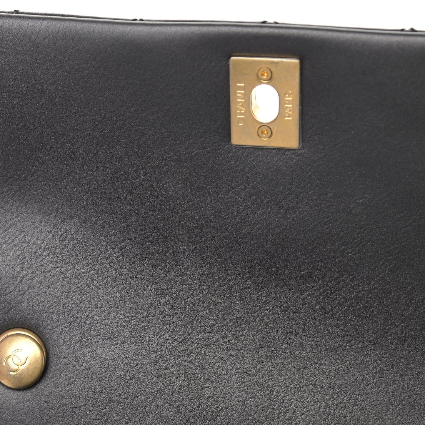 Calfskin Quilted Top Handle Flap Black