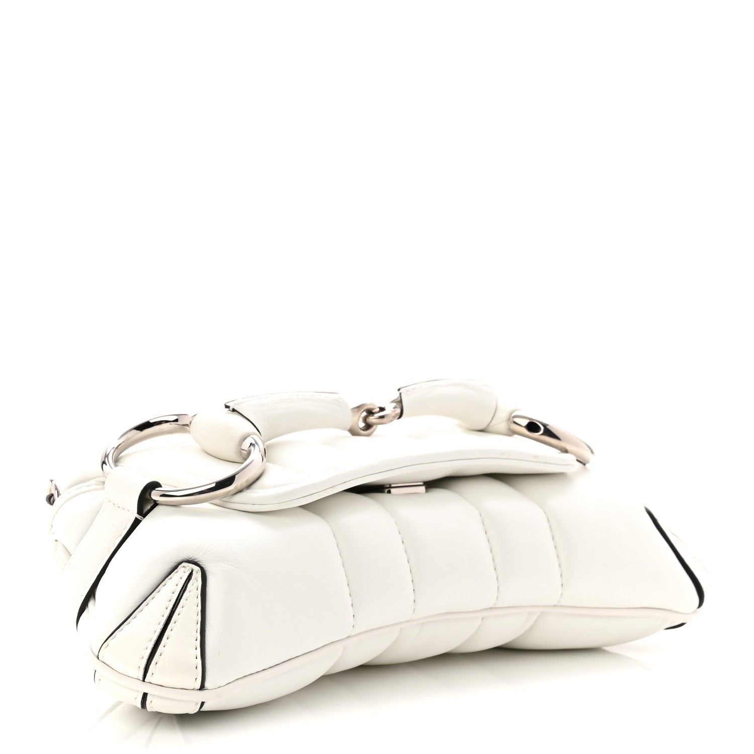 Gucci Nappa Vertical Matelasse Small Maxi Horsebit Chain Shoulder Bag Great White 7 of 22