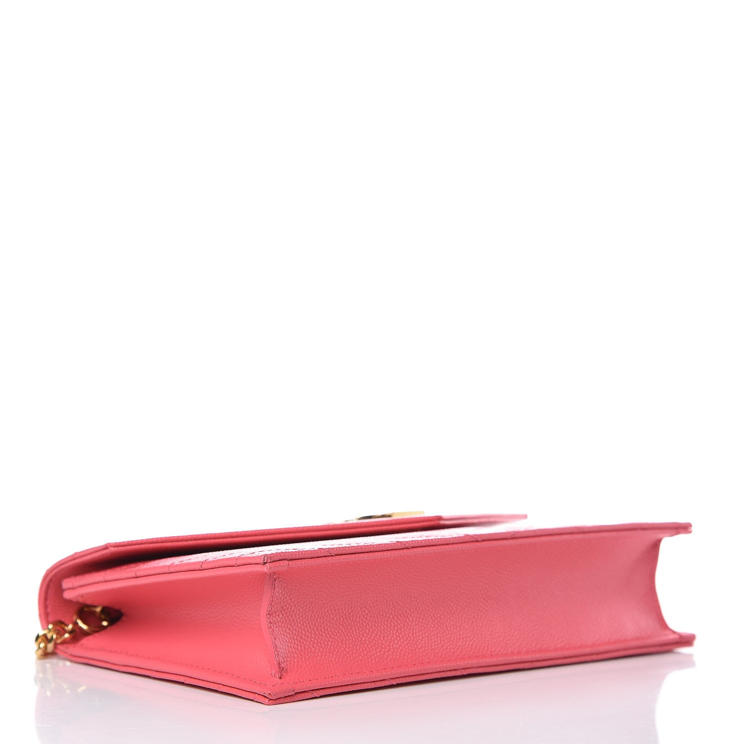 Saint Laurent Grain De Poudre Matelasse Chevron Monogram Chain Wallet Rose Clair 4 of 10