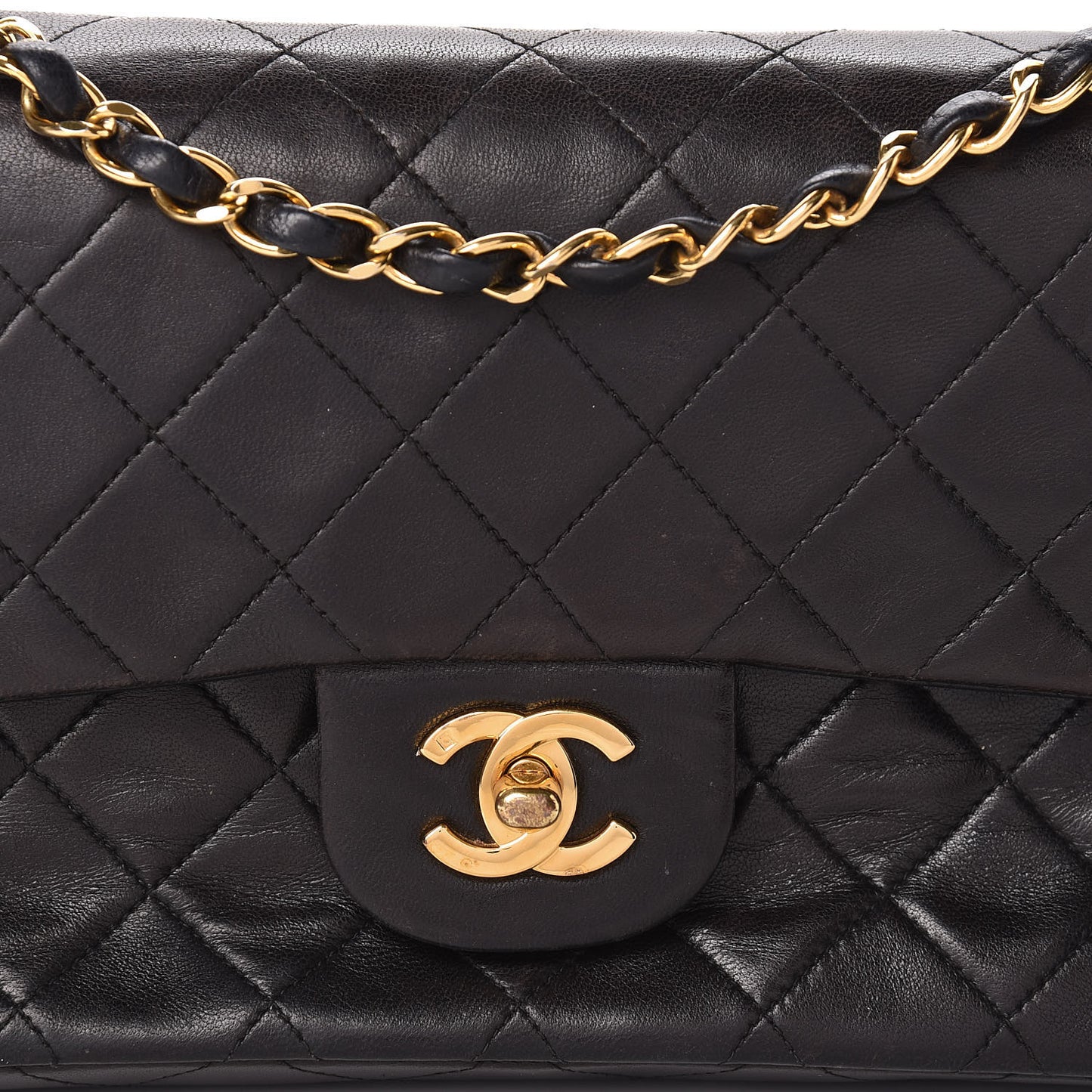 Lambskin Quilted Small Double Flap Black