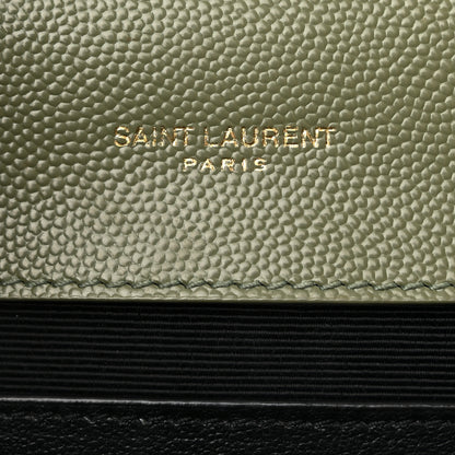 Saint Laurent Grain De Poudre Textured Mixed Matelasse Medium Triquilt Monogram Satchel Vert Kaki 6 of 17