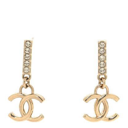 Chanel Crystal CC Drop Earrings Gold 1 of 5