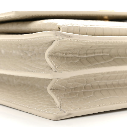 Saint Laurent Calfskin Crocodile Embossed Medium Monogram Sunset Blanc Vintage 8 of 9
