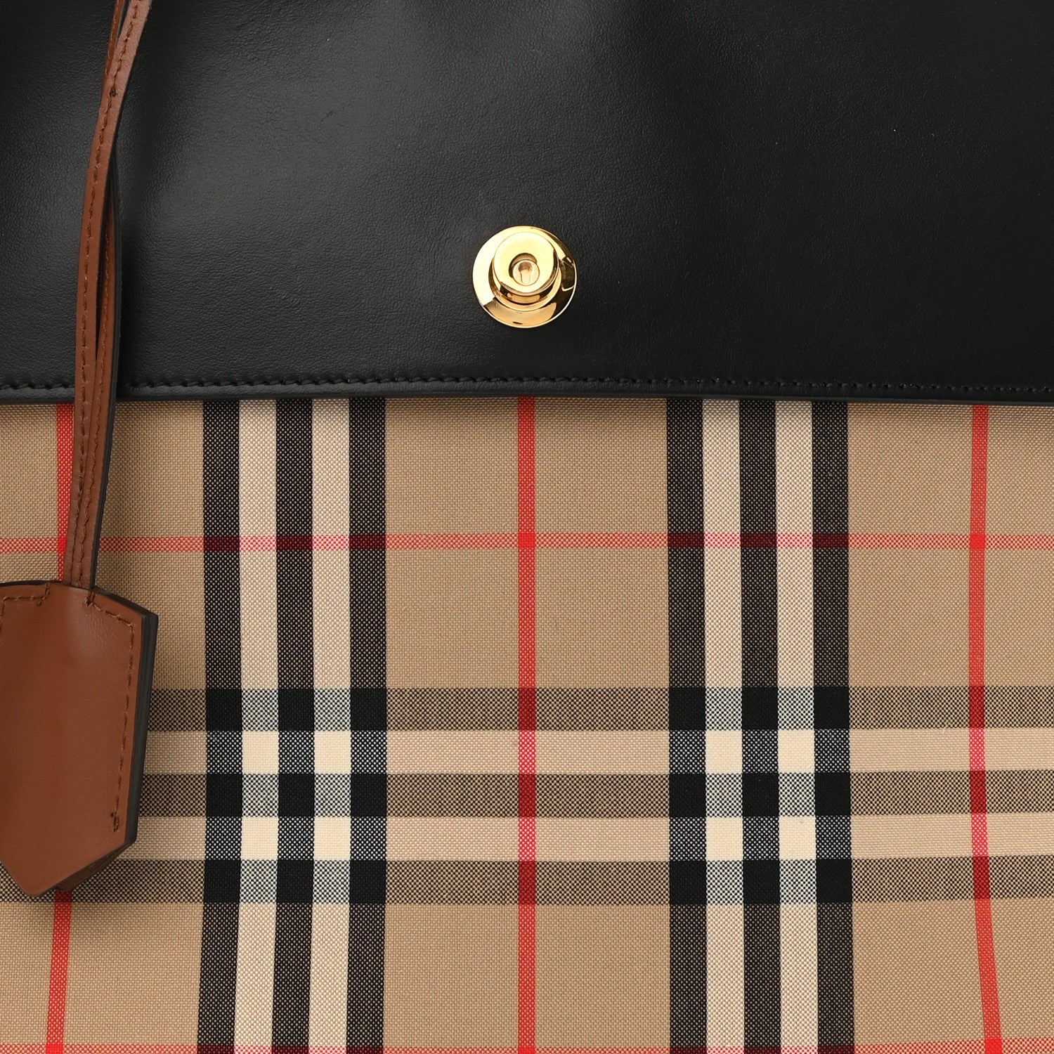 Burberry Calfskin Vintage Check Small Society Top Handle Bag Archive Beige Black 9 of 11