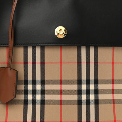 Burberry Calfskin Vintage Check Small Society Top Handle Bag Archive Beige Black 9 of 11