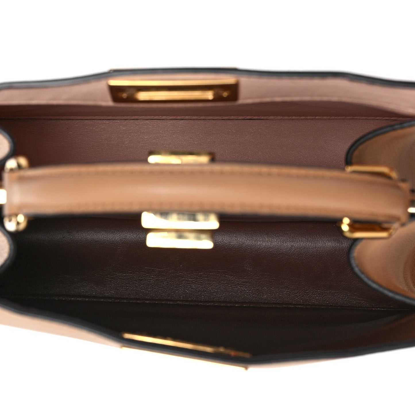 Vitello Seta Nappa Bi-Color Small Peekaboo I SEE U Satchel Miele Scuro Light Rose Ghianda