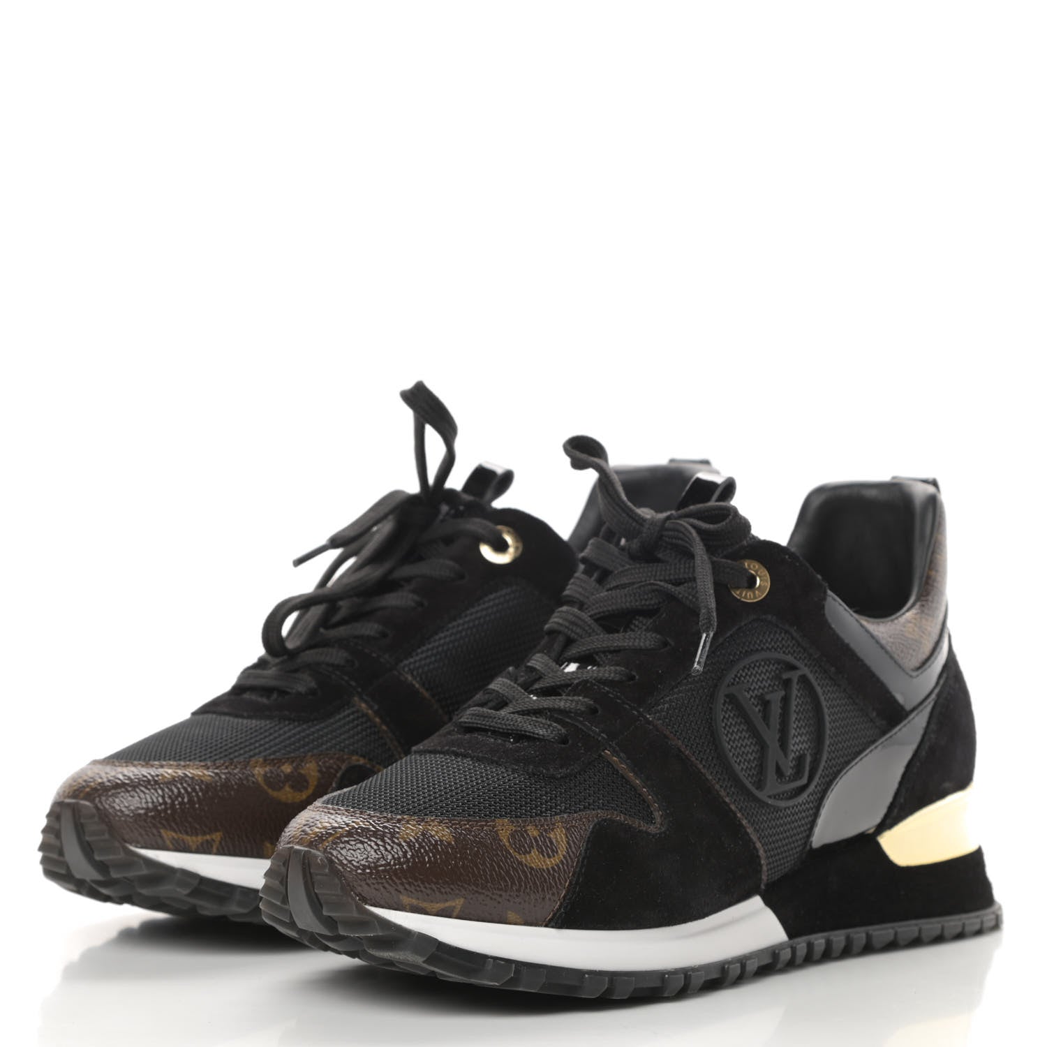 Louis Vuitton Suede Monogram Run Away Sneakers 37.5 Black 3 of 7