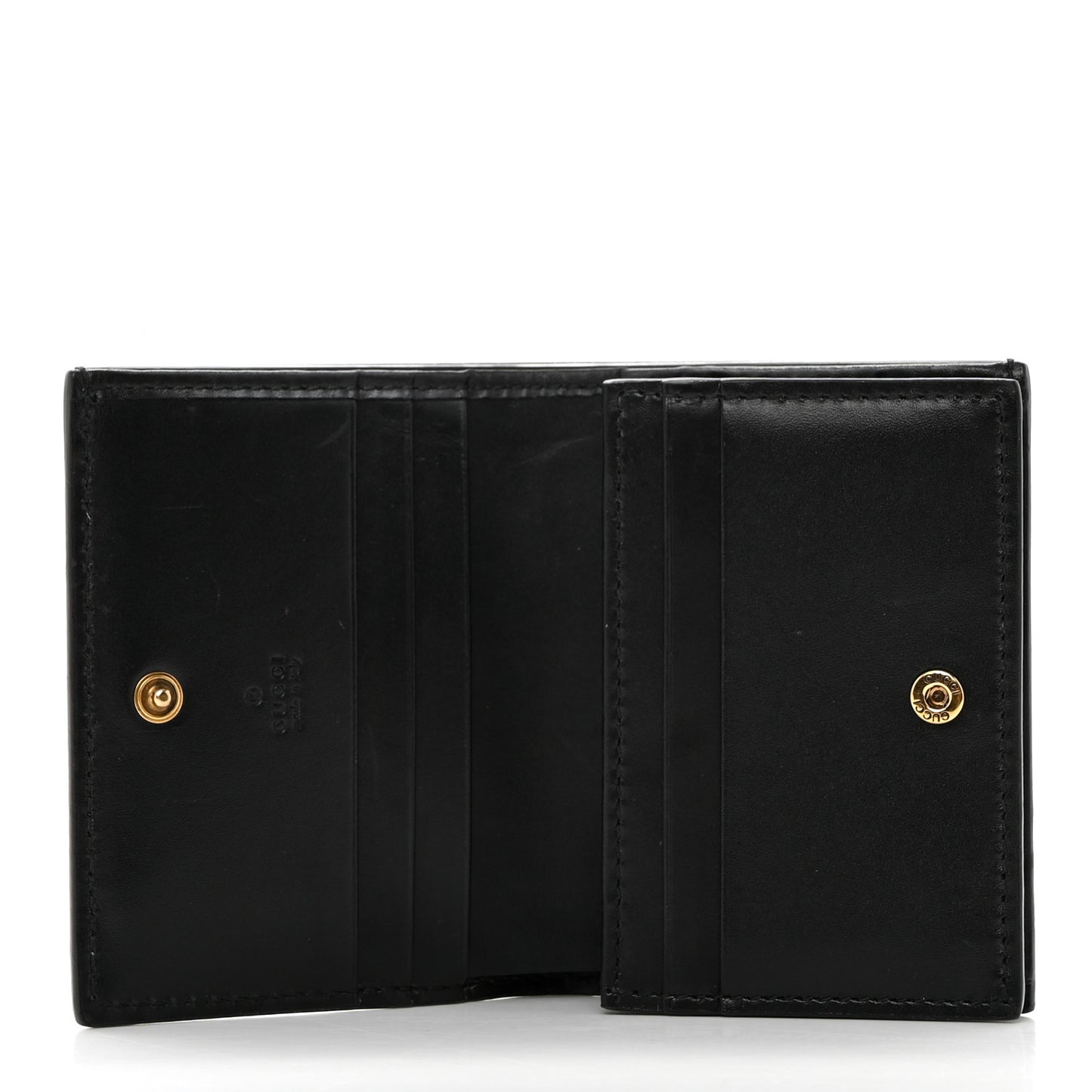 Guccissima Signature Crystal Cat Card Case Wallet Black