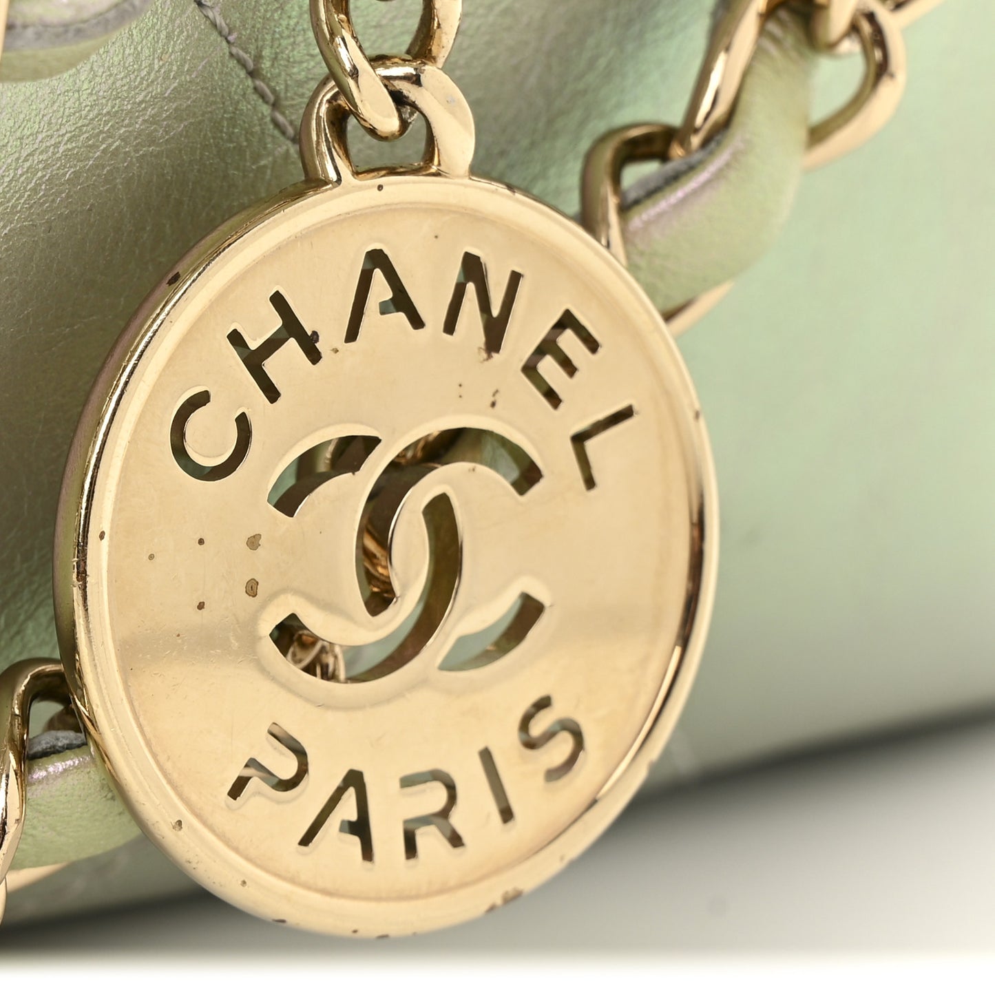 Iridescent Calfskin Quilted Chanel 22 Blue Green