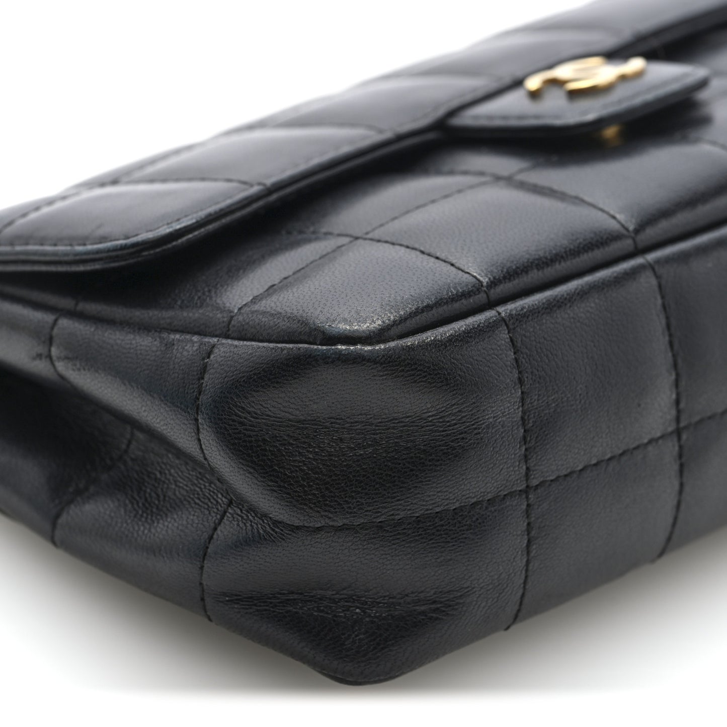 Lambskin Quilted Mini Chocolate Bar Flap Black