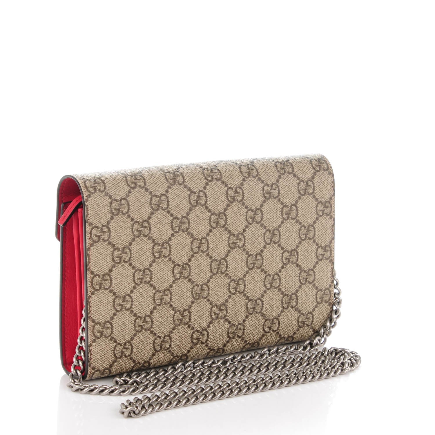 Gucci GG Supreme Monogram Mini Dionysus Chain Wallet Beige Vulcanic Red 3 of 7