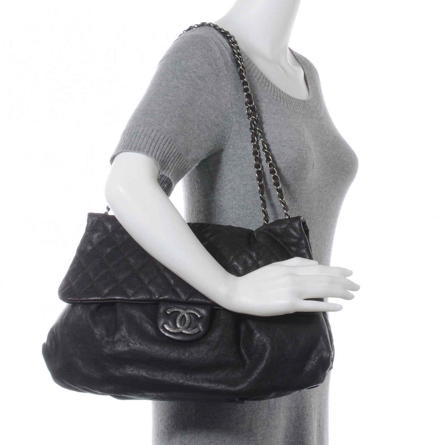 Chanel Caviar Maxi Elastic Flap Brown 2 of 7