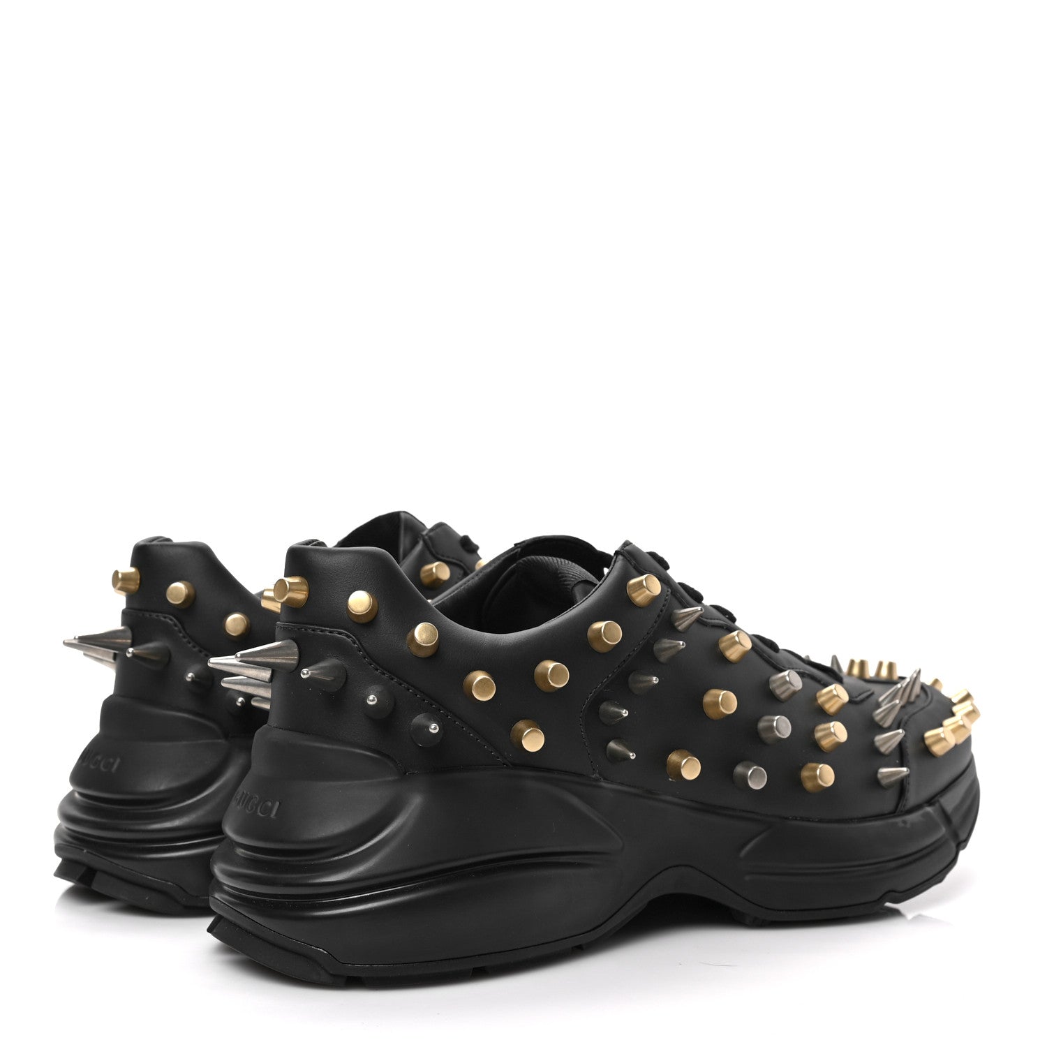 Gucci Demetra Spike Studded Mens Rhyton Sneakers 9.5 Black 4 of 9