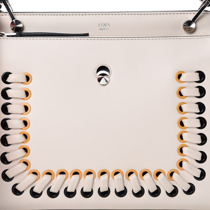 Fendi Vitello Baltico Shiny Nappa Lace Up DotCom Satchel Camelia Black Multicolor 8 of 11