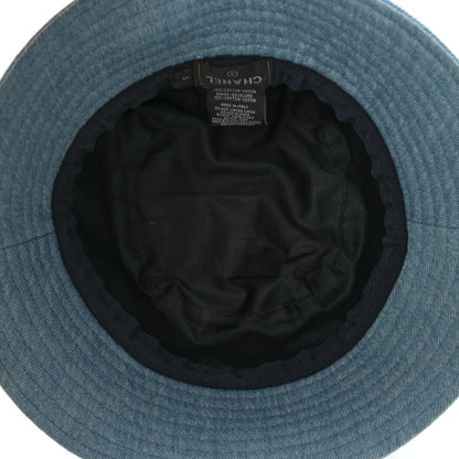 Chanel Denim Sequin Cloche Logo Bucket Hat S Blue 7 of 10