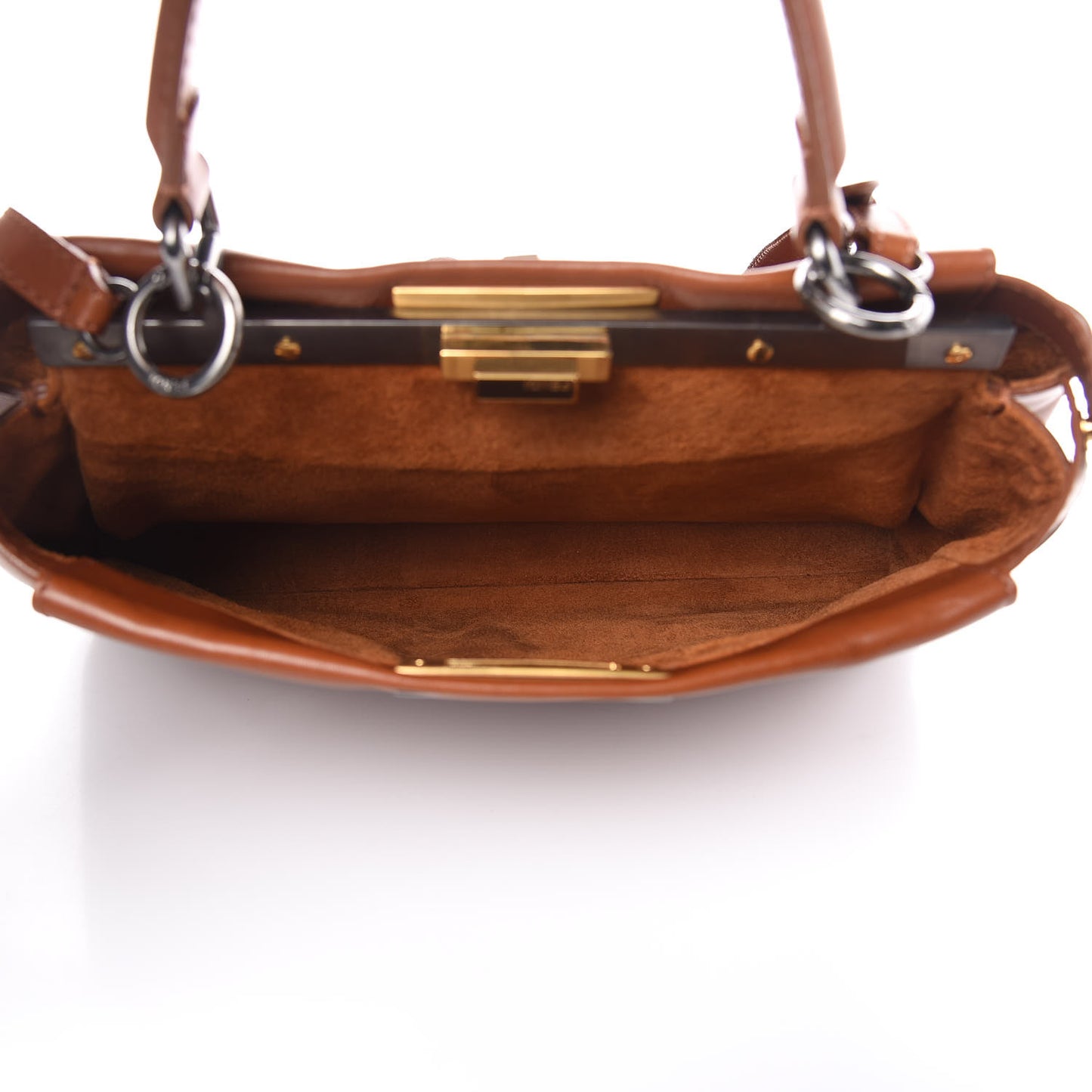 Vitello Suede Medium Peekaboo Iconic Satchel Cuoio Rame Moro