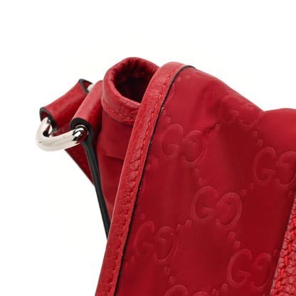 Gucci Nylon Monogram Double Buckle Flap Messenger Bag Vibrant Red 12 of 13