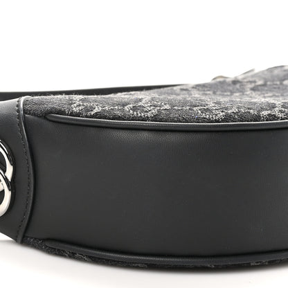 Gucci Denim GG Monogram Dollar Calfskin Web Mini Ophidia Half Moon Hobo Black Grey 9 of 10