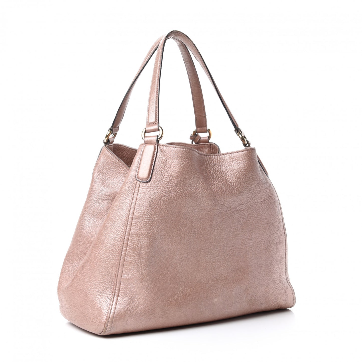 Metallic Pebbled Calfskin Medium Soho Shoulder Bag Pink