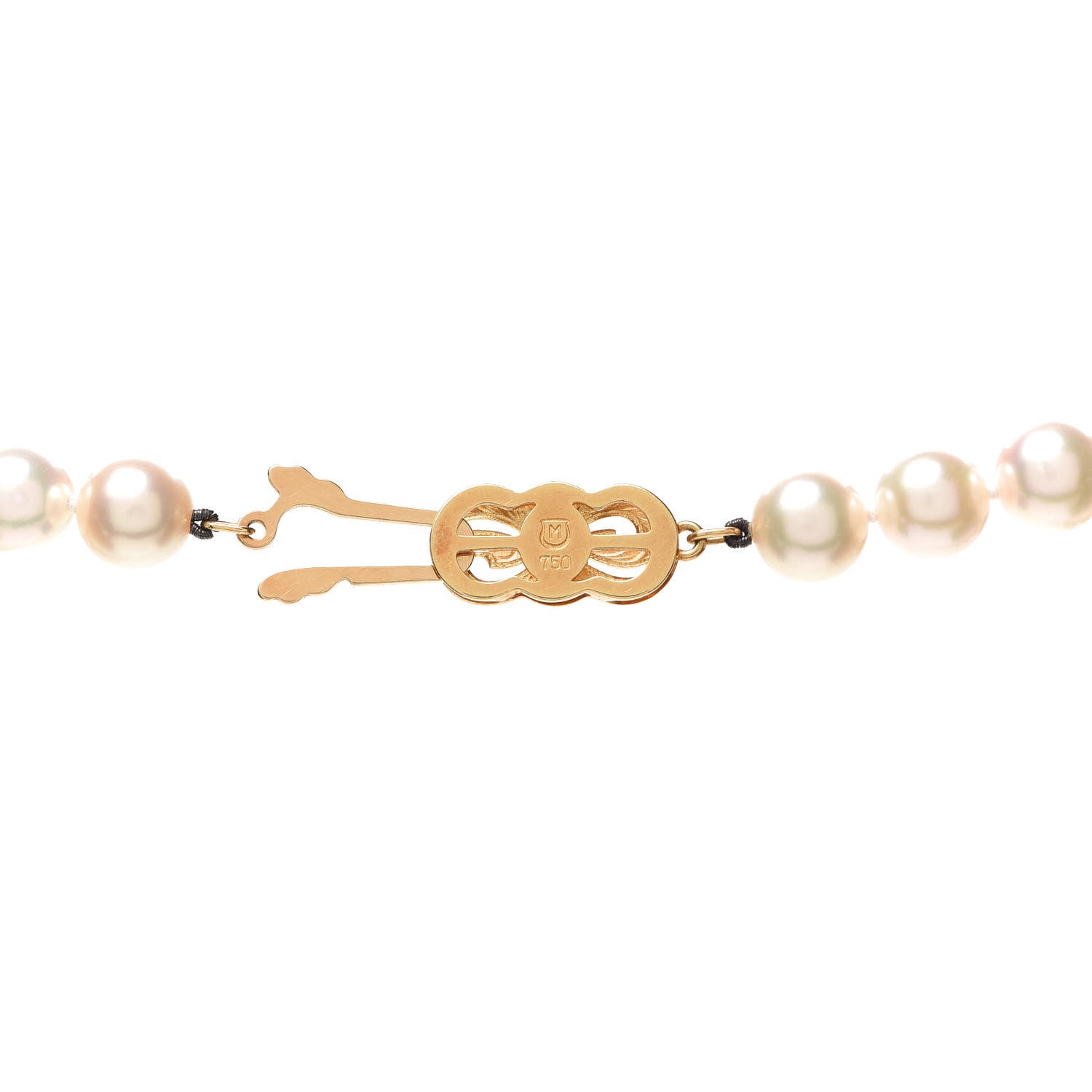 Mikimoto 18K Yellow Gold Akoya Pearl 7.5-8mm Strand Necklace 5 of 6