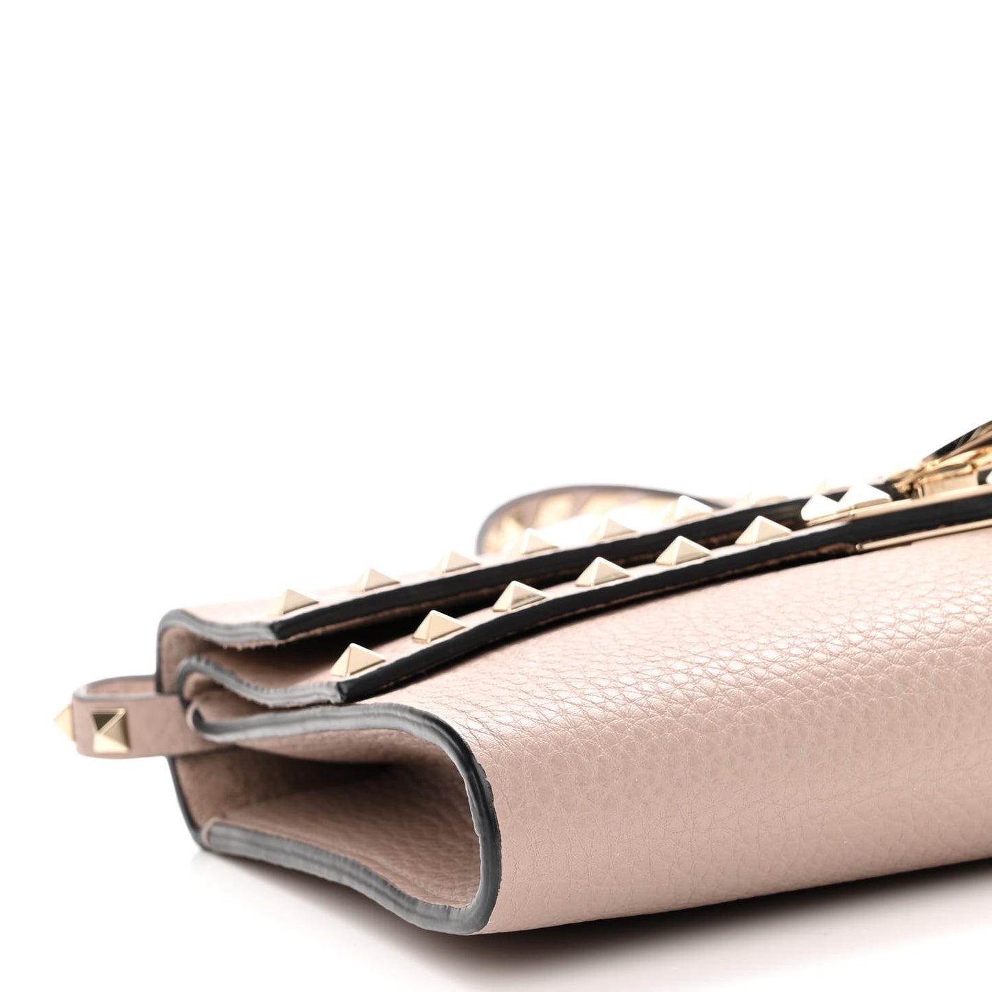 Pebbled Calfskin Rockstud Double Flap Crossbody Bag Poudre