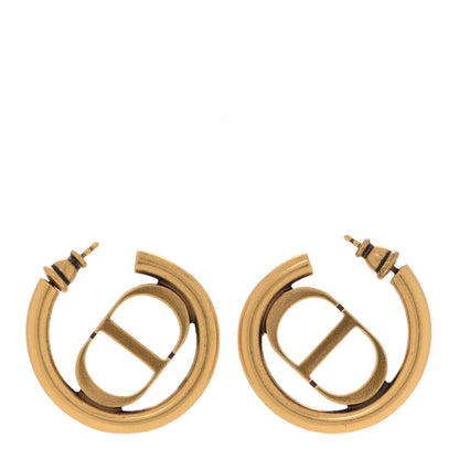 Christian Dior Metal 30 Montaigne Hoop Earrings Aged Gold 1 of 4