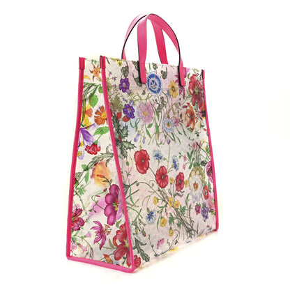 Gucci Calfskin Textured Vinyl Print Flora Tote Fluorescent Fuchsia 3 of 11